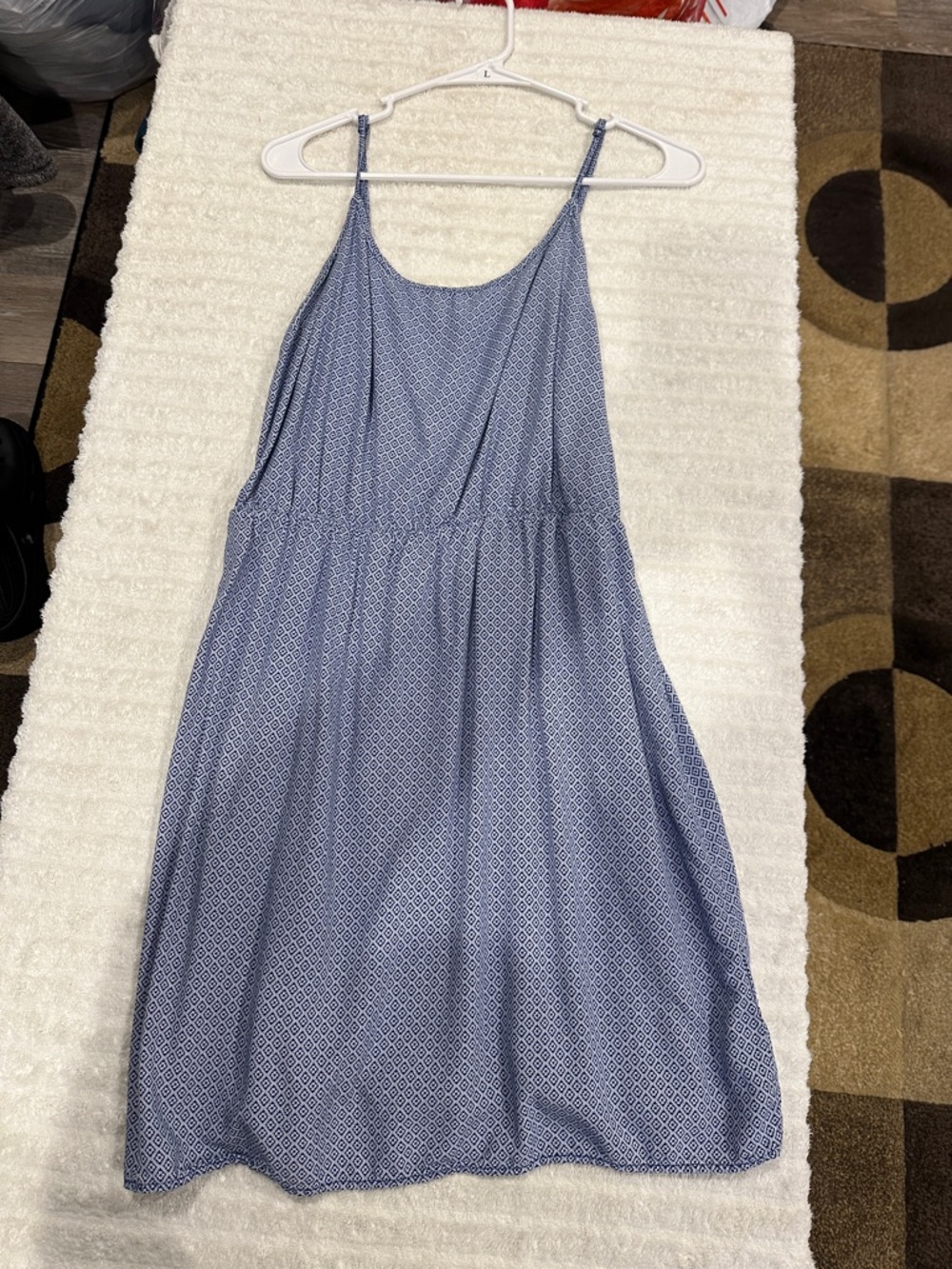 Old Navy Blue Printed Midi Dress with Spaghetti Straps